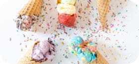colorful ice cream cones